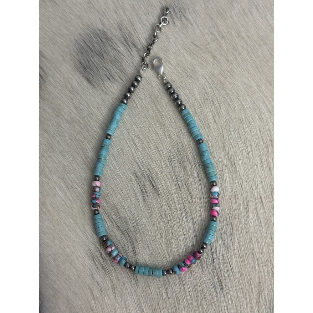 Navajo Pearl Sterling Silver Cotton Candy Dahlia Turquoise Rondelle Earrings